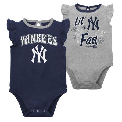 Outerstuff Newborn & Infant Navy/Heather Gray New York Yankees Little Fan Two-Pack Bodysuit Set