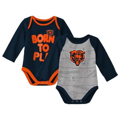 Outerstuff Newborn & Infant Navy/Heathered Gray Chicago Bears Born To Win Two-Pack Long Sleeve Bodysuit Set
