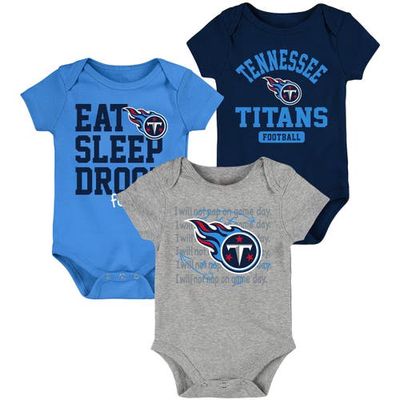 Outerstuff Newborn & Infant Navy/Light Blue Tennessee Titans Eat Sleep Drool Football Three-Piece Bodysuit Set