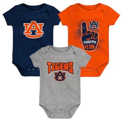 Outerstuff Newborn & Infant Navy/Orange/Heathered Gray Auburn Tigers 3-Pack Game On Bodysuit Set