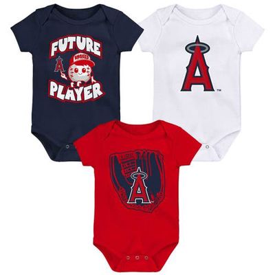 Outerstuff Newborn & Infant Navy/Red/White Los Angeles Angels Minor League Player Three-Pack Bodysuit Set