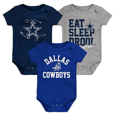 Outerstuff Newborn & Infant Navy/Royal/Heather Gray Dallas Cowboys Three-Pack Eat