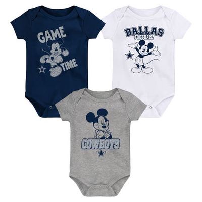 Outerstuff Newborn & Infant Navy/White/Gray Dallas Cowboys Three-Piece Disney Game Time Bodysuit Set