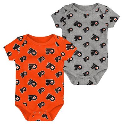 Outerstuff Newborn & Infant Orange/Gray Philadelphia Flyers Two-Pack Double Up Bodysuit Set