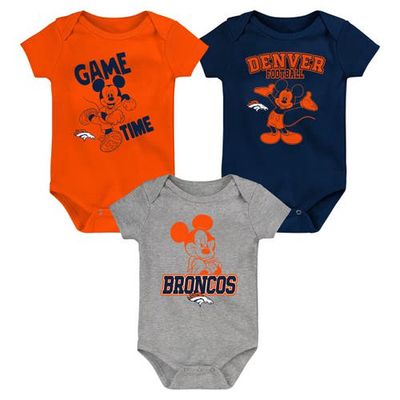 Outerstuff Newborn & Infant Orange/Navy/Gray Denver Broncos Three-Piece Disney Game Time Bodysuit Set