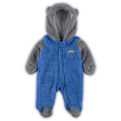 Outerstuff Newborn & Infant Powder Blue/Gray Los Angeles Chargers Game Nap Teddy Fleece Bunting Full-Zip Sleeper