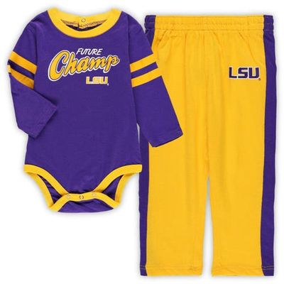 Outerstuff Newborn & Infant Purple/Gold LSU Tigers Little Kicker Long Sleeve Bodysuit & Sweatpants Set