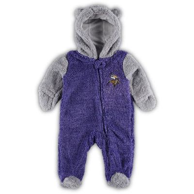 Outerstuff Newborn & Infant Purple/Gray Minnesota Vikings Game Nap Teddy Fleece Bunting Full-Zip Sleeper