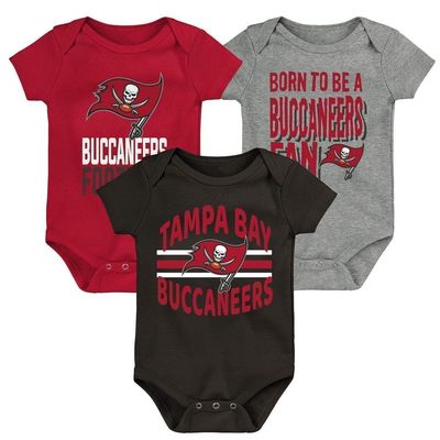 Outerstuff Newborn & Infant Red/Black/Heathered Gray Tampa Bay Buccaneers 3rd Down & Goal Three-Piece Bodysuit Set