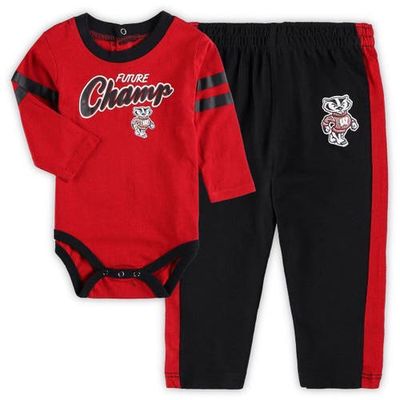 Outerstuff Newborn & Infant Red/Black Wisconsin Badgers Little Kicker Long Sleeve Bodysuit & Sweatpants Set