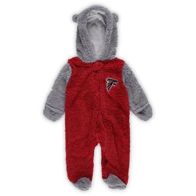 Outerstuff Newborn & Infant Red/Gray Atlanta Falcons Game Nap Teddy Fleece Bunting Full-Zip Sleeper