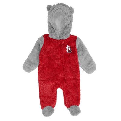Outerstuff Newborn and Infant Red/Gray St. Louis Cardinals Game Nap Teddy Fleece Bunting Full-Zip Sleeper