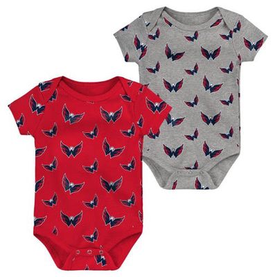 Outerstuff Newborn & Infant Red/Gray Washington Capitals Two-Pack Double Up Bodysuit Set