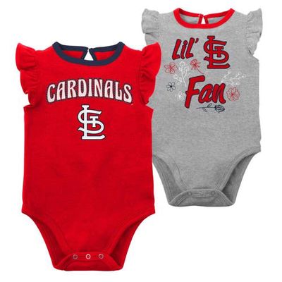 Outerstuff Newborn & Infant Red/Heather Gray St. Louis Cardinals Little Fan Two-Pack Bodysuit Set