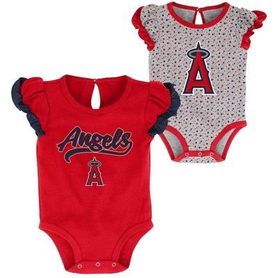 Outerstuff Newborn & Infant Red/Heathered Gray Los Angeles Angels Scream & Shout Two-Pack Bodysuit Set
