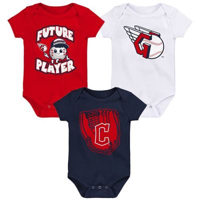 Outerstuff Newborn & Infant Red/Navy/White Cleveland Guardians Minor League Player Three-Pack Bodysuit Set