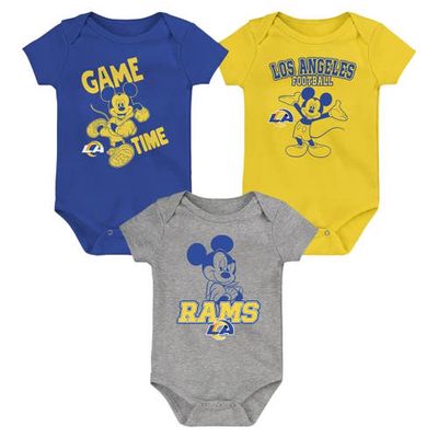 Outerstuff Newborn & Infant Royal/Gold/Gray Los Angeles Rams Three-Piece Disney Game Time Bodysuit Set