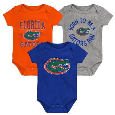 Outerstuff Newborn & Infant Royal/Orange/Heather Gray Florida Gators Born To Be Three-Pack Bodysuit Set