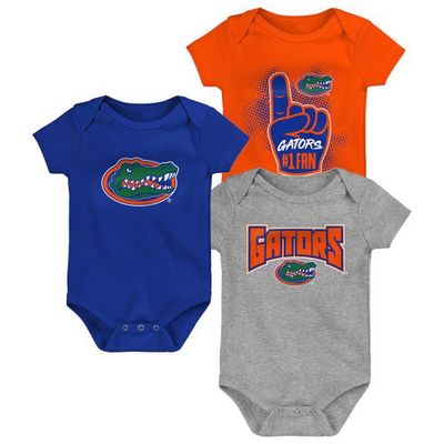 Outerstuff Newborn & Infant Royal/Orange/Heathered Gray Florida Gators 3-Pack Game On Bodysuit Set