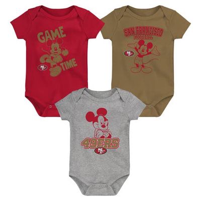 Outerstuff Newborn & Infant Scarlet/Gold/Gray San Francisco 49ers Three-Piece Disney Game Time Bodysuit Set