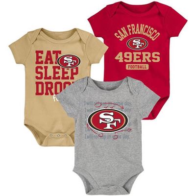 Outerstuff Newborn & Infant Scarlet/Gold San Francisco 49ers Eat Sleep Drool Football Three-Piece Bodysuit Set