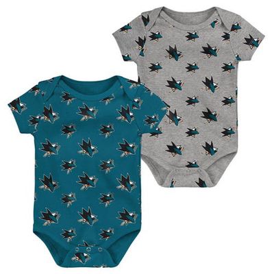 Outerstuff Newborn & Infant Teal/Gray San Jose Sharks Two-Pack Double Up Bodysuit Set