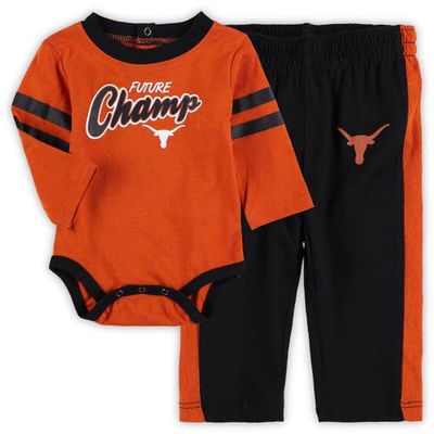 Outerstuff Newborn & Infant Texas Orange/Black Texas Longhorns Little Kicker Long Sleeve Bodysuit & Sweatpants Set in Burnt Orange