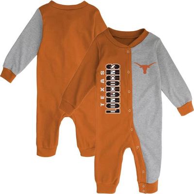 Outerstuff Newborn & Infant Texas Orange/Heather Gray Texas Longhorns Half Time Two-Tone Long Sleeve Full-Snap Jumper in Burnt Orange