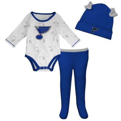 Outerstuff Newborn & Infant White/Blue St. Louis Blues Dream Team Hat Pants & Bodysuit Set