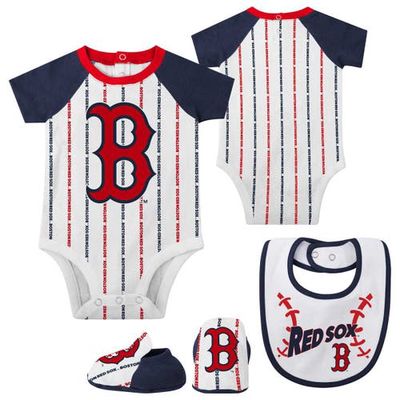 Outerstuff Newborn & Infant White Boston Red Sox Three-Piece Play Ball Raglan Bodysuit Booties & Bib Set