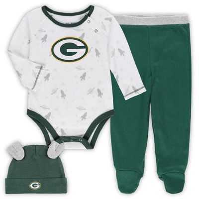 Outerstuff Newborn & Infant White/Green Green Bay Packers Dream Team Bodysuit Pants & Hat Set