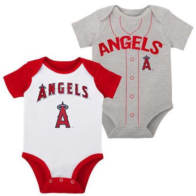 Outerstuff Newborn & Infant White/Heather Gray Los Angeles Angels Little Slugger Two-Pack Bodysuit Set