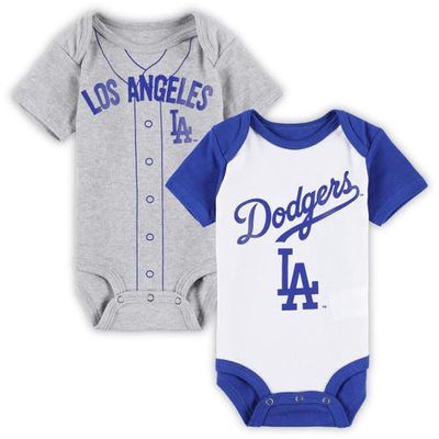 Outerstuff Newborn & Infant White/Heather Gray Los Angeles Dodgers Little Slugger Two-Pack Bodysuit Set