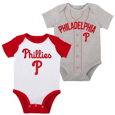Outerstuff Newborn & Infant White/Heather Gray Philadelphia Phillies Little Slugger Two-Pack Bodysuit Set