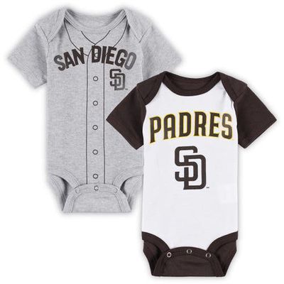 Outerstuff Newborn & Infant White/Heather Gray San Diego Padres Little Slugger Two-Pack Bodysuit Set