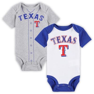 Outerstuff Newborn & Infant White/Heather Gray Texas Rangers Little Slugger Two-Pack Bodysuit Set