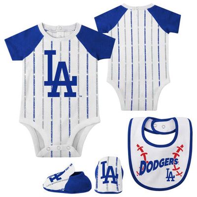 Outerstuff Newborn & Infant White Los Angeles Dodgers Three-Piece Play Ball Raglan Bodysuit Booties & Bib Set