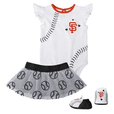 Outerstuff Newborn & Infant White San Francisco Giants Sweet Spot Bodysuit Skirt & Booties Set