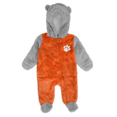 Outerstuff Newborn Orange/Gray Clemson Tigers Game Nap Teddy Fleece Bunting Full-Zip Sleeper