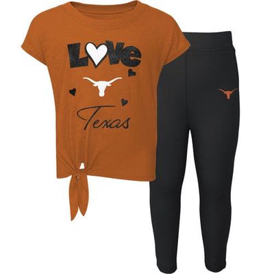 Outerstuff Preschool & Toddler Texas Orange/Black Texas Longhorns Forever Love T-Shirt & Leggings Set in Burnt Orange