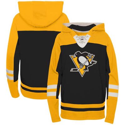 Outerstuff Preschool Black Pittsburgh Penguins Ageless Revisited Lace-Up V-Neck Pullover Hoodie