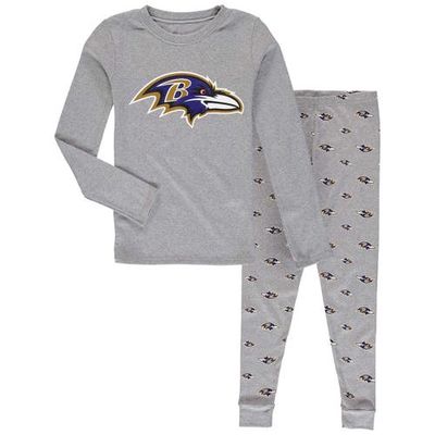 Outerstuff Preschool Heathered Gray Baltimore Ravens Long Sleeve T-Shirt & Pants Sleep Set