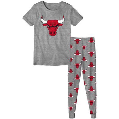 Outerstuff Preschool Heathered Gray Chicago Bulls T-Shirt & Pants Sleep Set