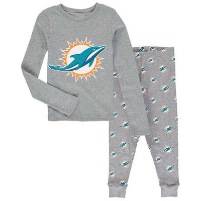 Outerstuff Preschool Heathered Gray Miami Dolphins Long Sleeve T-Shirt & Pants Sleep Set