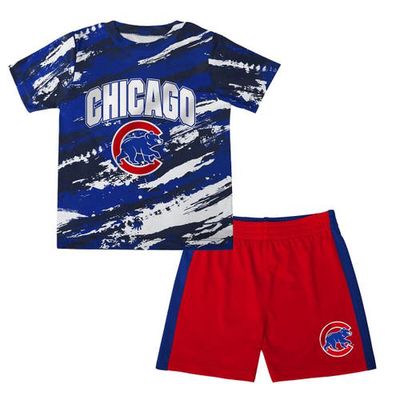 Outerstuff Preschool Royal/Red Chicago Cubs Stealing Homebase 2.0 T-Shirt & Shorts Set