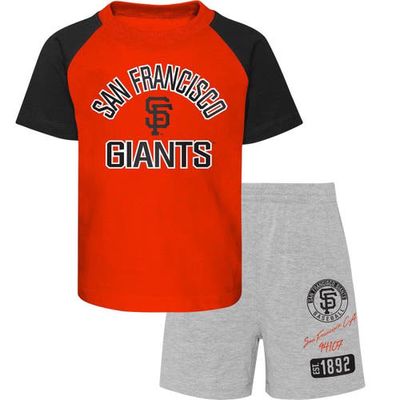Outerstuff Preschool San Francisco Giants Orange/Heather Gray Groundout Baller Raglan T-Shirt & Shorts Set