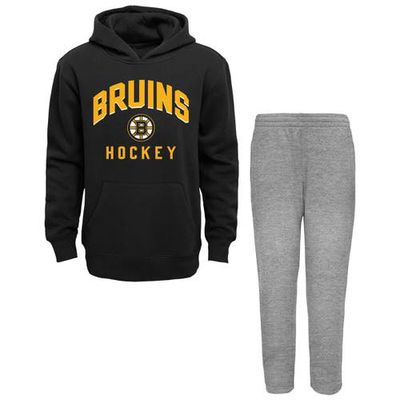 Outerstuff Toddler Black/Heather Gray Boston Bruins Play by Play Pullover Hoodie & Pants Set