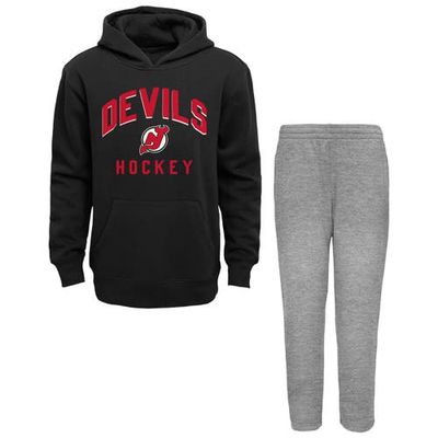 Outerstuff Toddler Black/Heather Gray New Jersey Devils Play by Play Pullover Hoodie & Pants Set