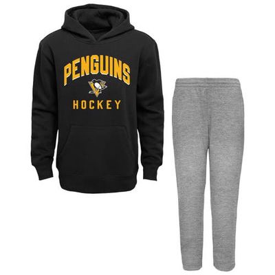 Outerstuff Toddler Black/Heather Gray Pittsburgh Penguins Play by Play Pullover Hoodie & Pants Set