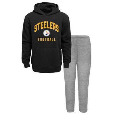 Outerstuff Toddler Black/Heather Gray Pittsburgh Steelers Play by Play Pullover Hoodie & Pants Set